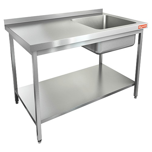 НСО1М-13/7БПП ЭН стол-моечная ванна, 1 секц., (500х500х300) справа, (нерж.угол), HICOLD RUS