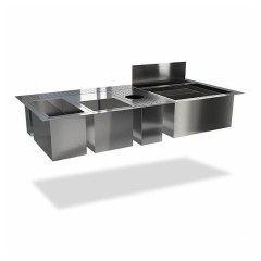 Барная станция встраиваемая КАМИК 1400х650х250 мм, с отверстием под омыватель