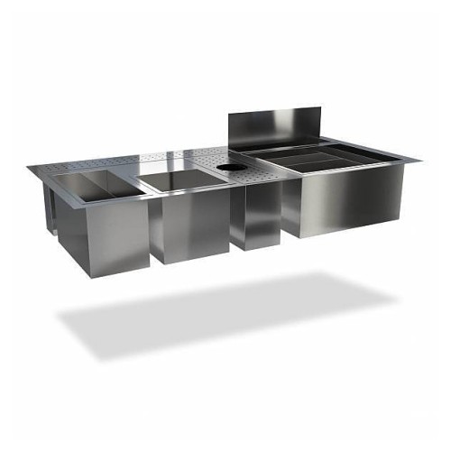 Барная станция встраиваемая КАМИК 1400х650х250 мм, с отверстием под омыватель