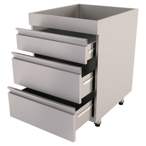 Тумба для раковины или газовой конфорки КАМИК 347345/304 610*610*890 с 3 выдвижными ящиками