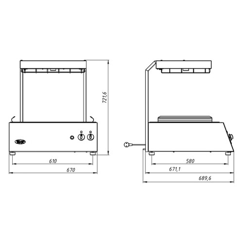 Станция для подогрева и фасовки картофеля фри Grill Master Ф2ПКЭ глубина 200 мм
