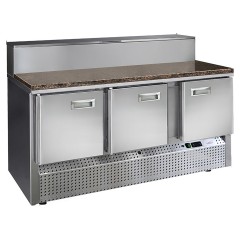Стол холодильный для пиццы Finist СХСнпцг-700-3(1/3) (нижний холодильный агрегат) с гранитной столешницей