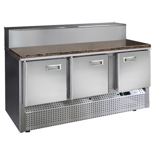 Стол холодильный для пиццы Finist СХСнпцг-700-3(1/3) (нижний холодильный агрегат) с гранитной столешницей