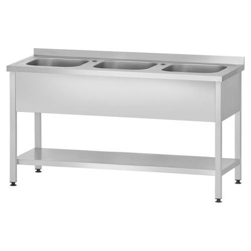 Ванна моечная Mecon Profi Inox ВМЦп 1800х600х860 мм (3 м/о 500х400х250 мм) ножка профильная