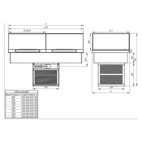 Витрина кондитерская Finist GLASSIER LUX GL812-13/55/5