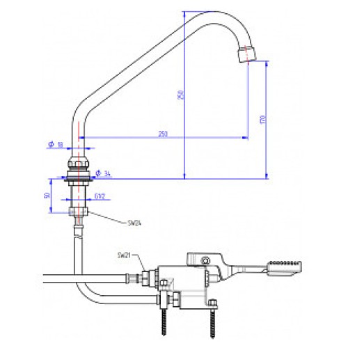 Смеситель педальный Monolith ERMES002+KIT