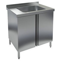 НСЗ1М-7/7Б  стол с ванной  моеч. 1 секц. (500х500х300), закрыт., с распашн. дверцами, HICOLD RUS