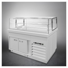 Напольная горизонтальная кондитерская витрина Finist Maria Mw-17-9 с выкладкой из дерева (лак)