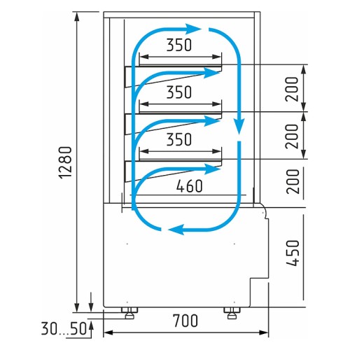 Витрина кондитерская CANARY 900 прямое стекло