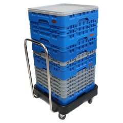 Тележка для кассет Tribeca BTA-02 580х580х220/900 мм (полиэтилен) черная с ручкой (нерж. сталь)