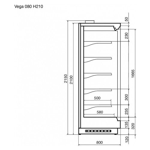 Горка холодильная Dazzl Vega 080 H210 190, RAL9005