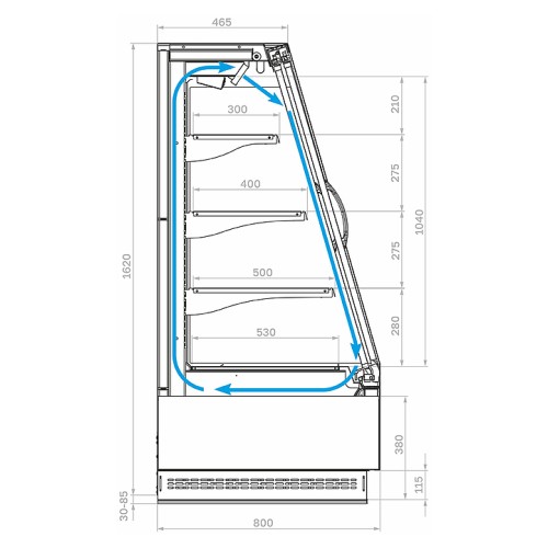 Горка холодильная Carboma F16-08 VV 1,3-1 0030 STANDARD фронт X1 версия 2.0 9006-9005