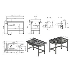 Стол для грязной посуды KAYMAN СПМ-323/1207 правый