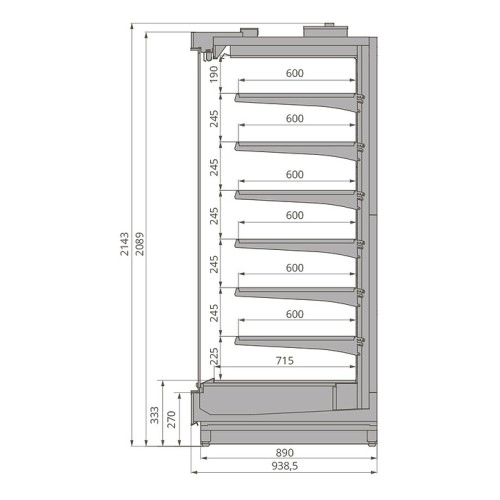 Горка холодильная Brandford Tesey ESC 2080 375 (без боковин)