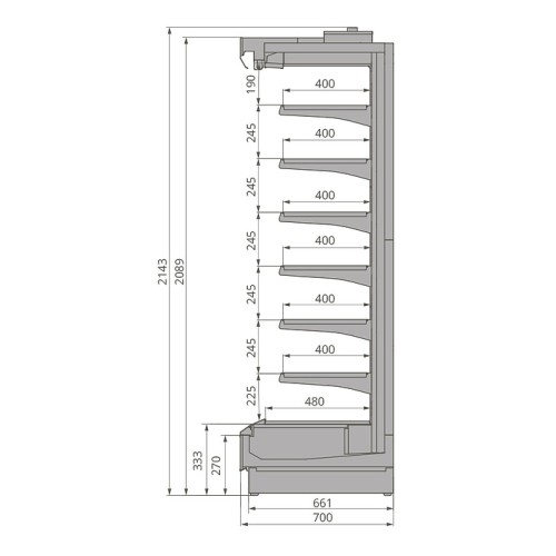 Горка холодильная Brandford Tesey Ultra Slim 2080 125 (без боковин)