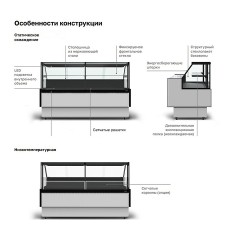 Витрина морозильная Carboma Palm 3 GC95 SL 1,25-1 версия 2.0 (9006-9005, без боковин)
