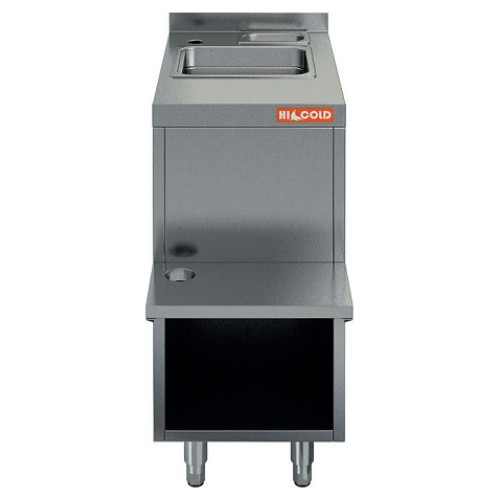 Стол закрытый пристенный HICOLD НБМБП-4/5Б (с полкой под блендер, рукомойником и бортом)