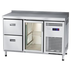 Стол морозильный Abat СХН-60-01 (дверь-стекло, 2 ящика, борт)