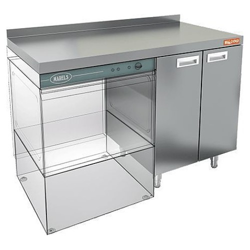 Стол под посудомоечную машину HICOLD НБМСЗКП-12/7БЛ c левым крылом и бортом