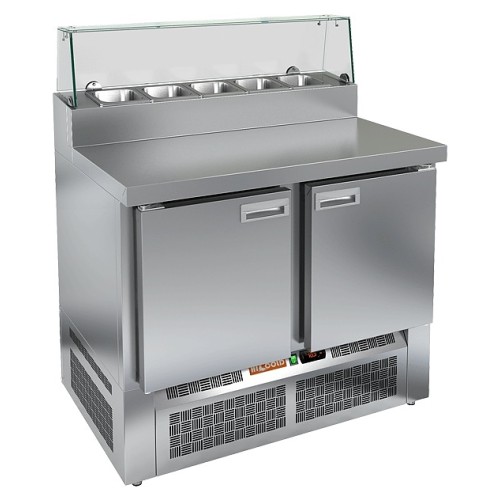 Стол для пиццы HICOLD PZE2-11/GN (1/6H) СО СТЕКЛОМ