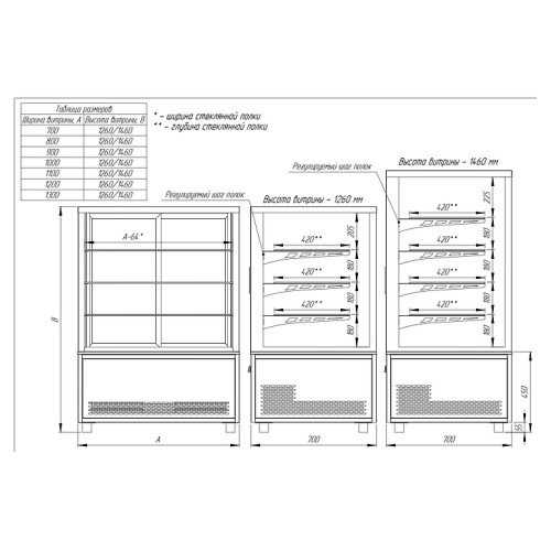 Витрина кондитерская Finist Glassier G812-9/50/5