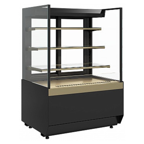 Витрина кондитерская Carboma KC70 VM 0,9-2 Standard без боковин, версия 2.0 открытая (Bronze 9005/0109)