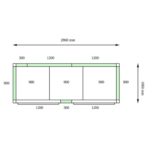Камера холодильная POLAIR КХН-4.96 (2860x1060x2200) две двери