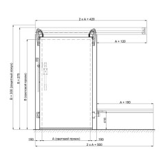 Дверь откатная для холодильной камеры ПРОФХОЛОД ОД ПХ 2200 2400 120 (2200x2400 мм, панель 120 мм)