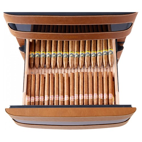 Шкаф для сигар Afidano L3 коньячная кожа