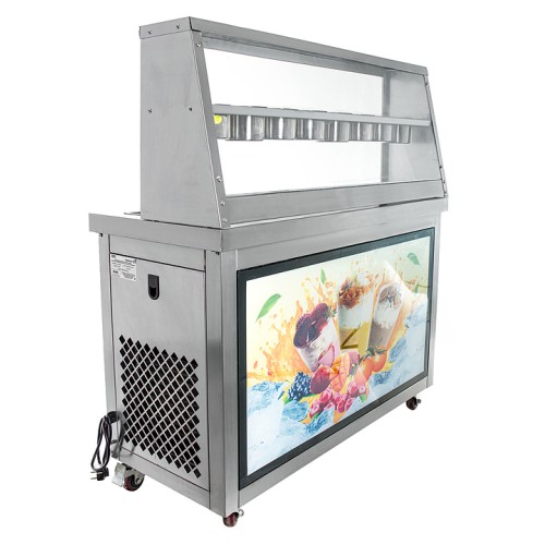 Фризер для жареного мороженого Foodatlas KCB-2F (контейнеры, световой короб, стол для топпингов, 2 компрессора)