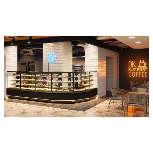 Витрина кондитерская Carboma KC70 VM 0,9-2 Standard без боковин, версия 2.0 горка (Bronze 9005/0109)