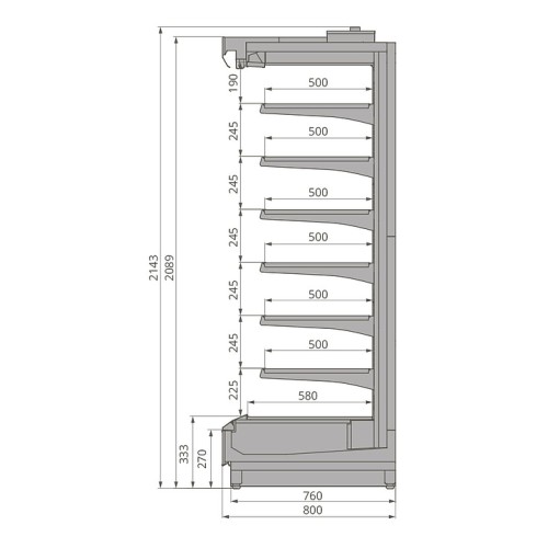 Горка холодильная Brandford Tesey Slim 2080 375 (без боковин)