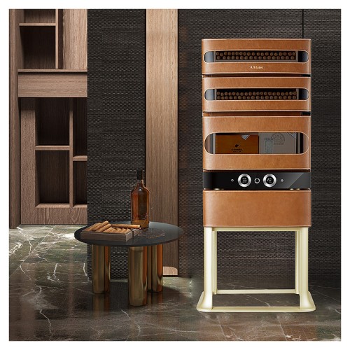 Шкаф для сигар Afidano L3 коньячная кожа