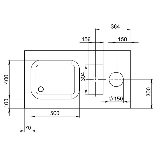 Ванна моечная КОБОР ВМЦФР/1-110/60+ринзер+отверстие для отходов