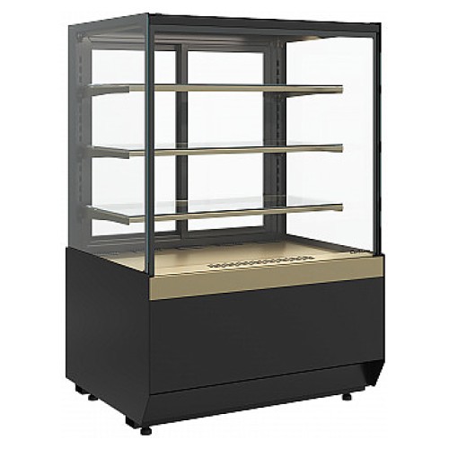 Витрина кондитерская Carboma KC70 VM 1,3-2 Standard без боковин, версия 2.0 открытая (Bronze 9005/0109)