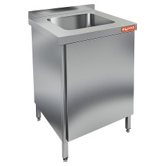 НСЗ1М-6/6БП стол с ванной  моеч. 1 секц. (400х400х250), закрыт., с правой распаш.дверцей