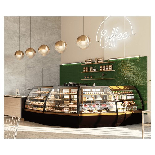 Витрина кондитерская угловая Chilz VETE LUX AN серый, ясень наварра