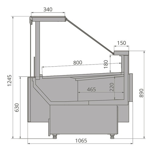 Витрина холодильная Brandford Calypso Slim 320 (встроенный агрегат)