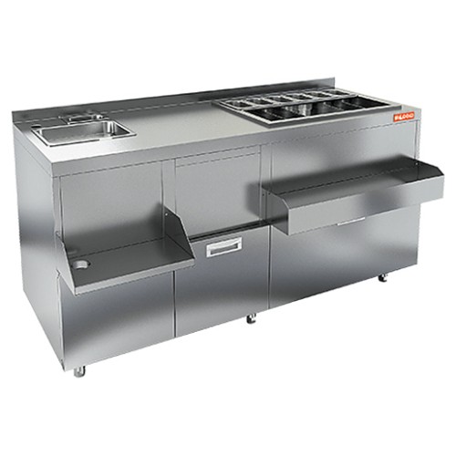 Барная станция HICOLD НБМКС-16/6БПК (с бортом, с ящиками)