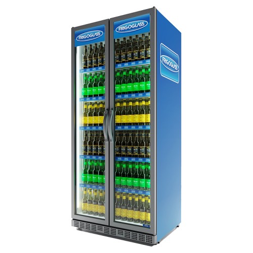 Шкаф холодильный Frigoglass Max 1000 HD (R290, сер.корпус,бел.каб., 2Led, 6 полок, 6 цд, откл.осв., контр. Carel)