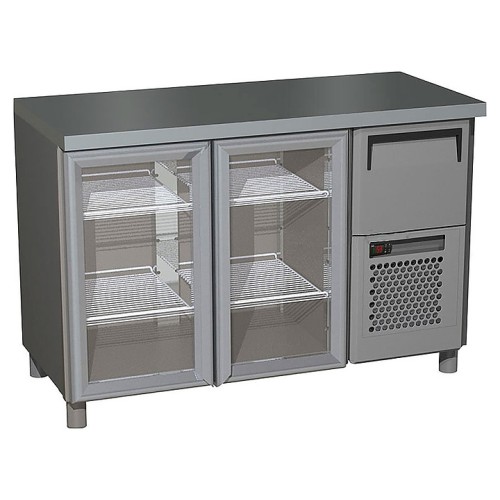 Стол холодильный для кофемашин Carboma T57 M2-1-G 9006-29 (BAR-250С) с бортом