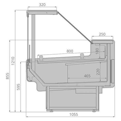 Витрина холодильная Brandford AURORA Slim SQ PLUG-IN Открытый угол 90 (встроенный агрегат)