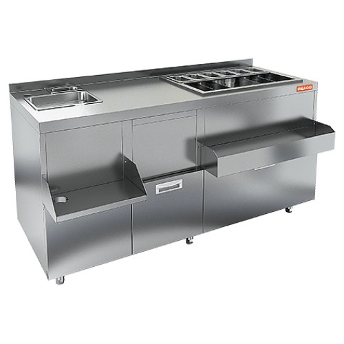 Барная станция HICOLD НБМКС-15/6БПК (с бортом, с ящиками)