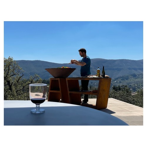 Гриль уличный COEO TRIO 98 h=100 см кортеновская сталь