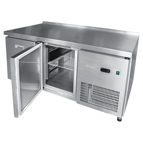 Стол холодильный Abat СХС-70-01 (1 дверь-стекло, 2 ящика, борт)
