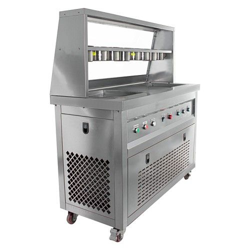 Фризер для жареного мороженого Foodatlas KCB-2F (контейнеры, световой короб, стол для топпингов, 2 компрессора)