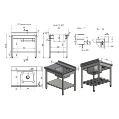 Стол для грязной посуды KAYMAN СПМ-321/0907 левый