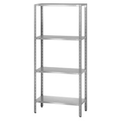 Стеллаж полочный Mecon Norma Inox СПЛн 1200х600х1600 мм, сплошные полки, 4 шт.