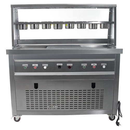 Фризер для жареного мороженого Foodatlas KCB-2F (контейнеры, световой короб, стол для топпингов, 2 компрессора)