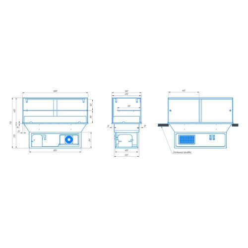 Витрина холодильная встраиваемая ТехноБалт Тикси DROP-IN 1000х500х400 мм